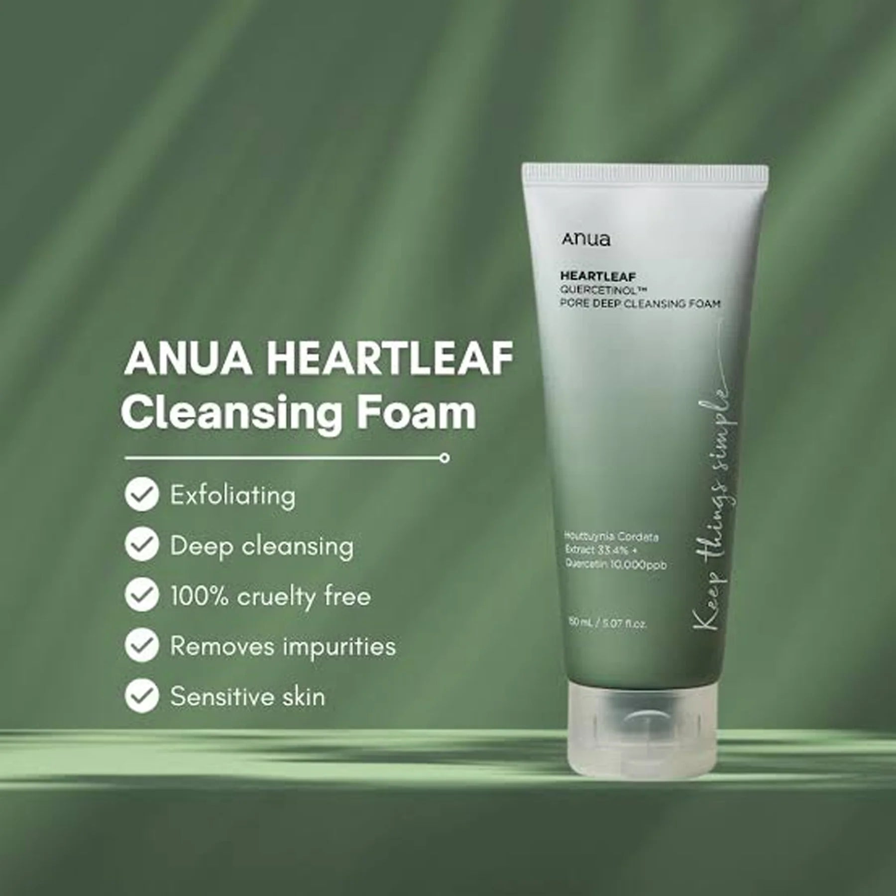 HEARTLEAF QUERCETINOL CLEANSING FOAM 150ml - Anua